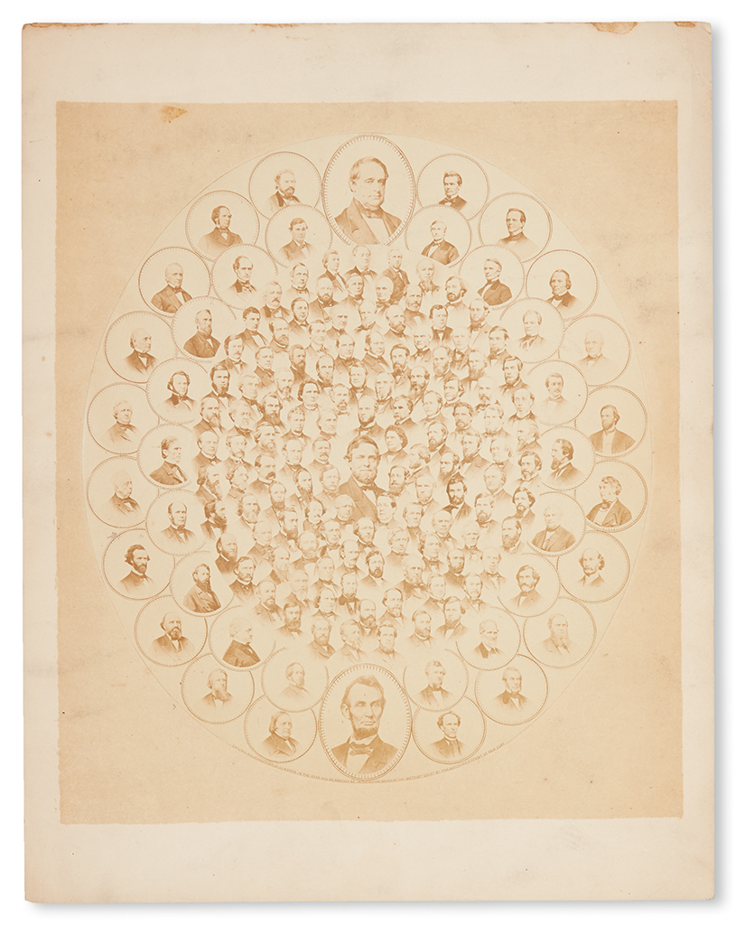 (SLAVERY AND ABOLITION.) Composite photograph of the signers of the 13th Amendment, banning slavery.
